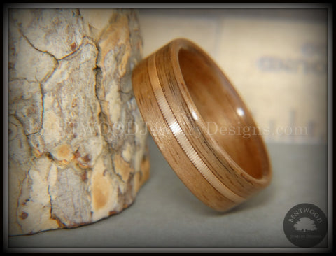 Bentwood Ring - Walnut Wood Ring with Bronze Acoustic Guitar String Inlay