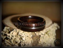 Bentwood Ring - "Electric" Macassar Ebony Wood Ring with Thick Guitar String Inlay handcrafted bentwood wooden rings wood wedding ring engagement