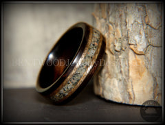 Bentwood Ring - "Tracks" Macassar Ebony Wood Ring Braided Gold and Canadian Beach Sand Inlay handcrafted bentwood wooden rings wood wedding ring engagement