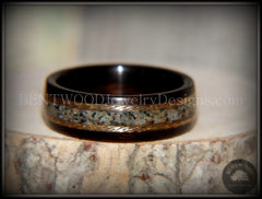 Bentwood Ring - "Tracks" Macassar Ebony Wood Ring Braided Gold and Canadian Beach Sand Inlay handcrafted bentwood wooden rings wood wedding ring engagement