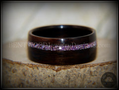 Bentwood Ring - Macassar Ebony Wood Ring with Silver Amethyst Glass Inlay handcrafted bentwood wooden rings wood wedding ring engagement