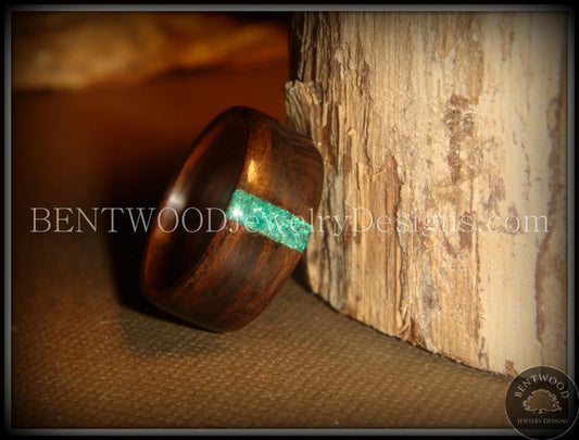 Bentwood Ring - Macassar Ebony Wood Ring and Transverse Malachite Inlay handcrafted bentwood wooden rings wood wedding ring engagement
