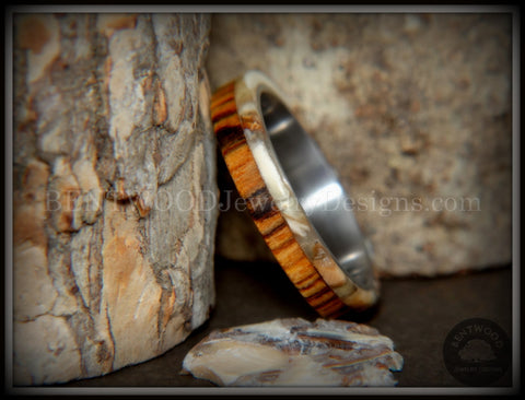 Bentwood Ring - "Mammoth" Fossil and Goncalo Alves on Titanium Core