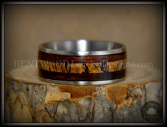 Bentwood Ring - "New Growth" Amazon Rosewood Spalted Maple Inlay Wood Ring on Titanium Steel Comfort Fit Core handcrafted bentwood wooden rings wood wedding ring engagement