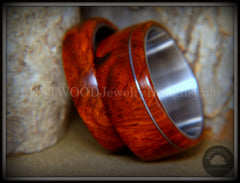 Bentwood Rings - Amboyna Burl Wooden Rings with Stainless Steel Inlay on Surgical Steel Cores handcrafted bentwood wooden rings wood wedding ring engagement