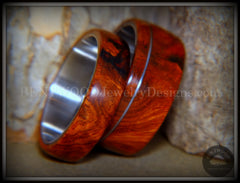 Bentwood Rings - Amboyna Burl Wooden Rings with Stainless Steel Inlay on Surgical Steel Cores handcrafted bentwood wooden rings wood wedding ring engagement