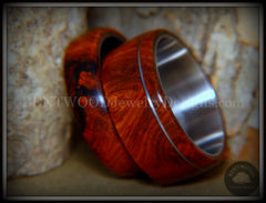 Bentwood Rings - Amboyna Burl Wooden Rings with Stainless Steel Inlay on Surgical Steel Cores handcrafted bentwood wooden rings wood wedding ring engagement