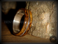 Bentwood Ring - Buckeye Burl "California" Wood Ring with Fine Silver Core and Guitar String Inlay handcrafted bentwood wooden rings wood wedding ring engagement