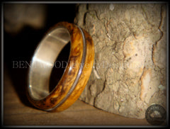 Tazzy Bentwood Ring - "Gypsy Rose Lee" Buckeye Burl Wood Ring with Stainless Steel Comfort Core and Guitar String Inlay handcrafted bentwood wooden rings wood wedding ring engagement