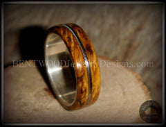 Bentwood Ring - Buckeye Burl "California" Wood Ring with Fine Silver Core and Guitar String Inlay handcrafted bentwood wooden rings wood wedding ring engagement