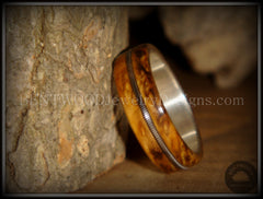 Bentwood Ring - Buckeye Burl "California" Wood Ring with Fine Silver Core and Guitar String Inlay handcrafted bentwood wooden rings wood wedding ring engagement