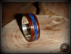 Bentwood Ring - "Tracks" Light Ebony Wood Ring with Fine Silver Core, Double Guitar String and Blue Lapis Inlay handcrafted bentwood wooden rings wood wedding ring engagement