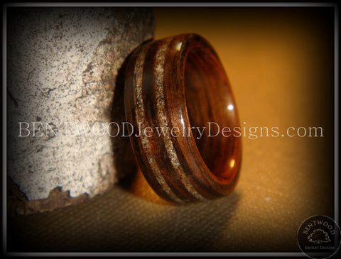Bentwood Ring - Macassar Ebony Wood Ring with Double Sand Inlay