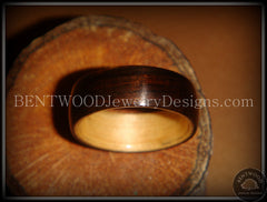 Bentwood Ring - Macassar Ebony Wood Ring (Dark) with Birch Liner handcrafted bentwood wooden rings wood wedding ring engagement