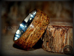 Bentwood Ring - "Figured Green" Mediterranean Oak Burl Wood Ring with Surgical Grade Stainless Steel Comfort Fit Metal Core handcrafted bentwood wooden rings wood wedding ring engagement