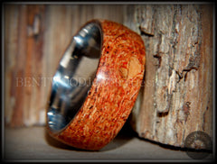 Bentwood Ring - "Figured Red" Mediterranean Oak Burl Wood Ring with Surgical Grade Stainless Steel Comfort Fit Metal Core handcrafted bentwood wooden rings wood wedding ring engagement