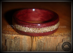 Bentwood Ring - Purpleheart Wood Ring with German Silver Glass Inlay handcrafted bentwood wooden rings wood wedding ring engagement