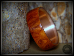 Bentwood Ring - "Rarity" Amboyna Burl Wood Ring with Copper Steel Comfort Fit Metal Core handcrafted bentwood wooden rings wood wedding ring engagement