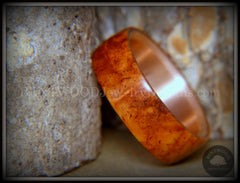 Bentwood Ring - "Rarity" Amboyna Burl Wood Ring with Copper Steel Comfort Fit Metal Core handcrafted bentwood wooden rings wood wedding ring engagement