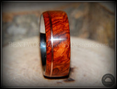 Bentwood Ring - "Rarity" Amboyna Burl Wood Ring on 316L Stainless Steel Comfort Fit Core Copper Inlay handcrafted bentwood wooden rings wood wedding ring engagement