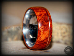 Tazzy Bentwood Ring - "Beans" Rarity Amboyna Burl Wood Ring on Stainless Steel Comfort Fit Core Silver High E String substituted for Bronze wire handcrafted bentwood wooden rings wood wedding ring engagement