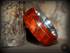 Tazzy Bentwood Ring - "Beans" Rarity Amboyna Burl Wood Ring on Stainless Steel Comfort Fit Core Silver High E String substituted for Bronze wire handcrafted bentwood wooden rings wood wedding ring engagement