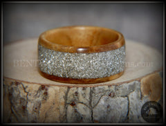 Bentwood Ring - Bethlehem Olive Wood Ring with Wide Silver Glass Inlay handcrafted bentwood wooden rings wood wedding ring engagement