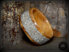 Bentwood Ring - Bethlehem Olive Wood Ring with Wide Silver Glass Inlay handcrafted bentwood wooden rings wood wedding ring engagement