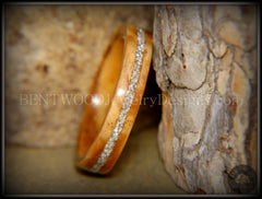 Bentwood Ring - Bethlehem Olive Wood Ring with Silver Glass Inlay handcrafted bentwood wooden rings wood wedding ring engagement