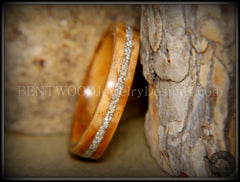 Bentwood Ring - Bethlehem Olive Wood Ring with Silver Glass Inlay handcrafted bentwood wooden rings wood wedding ring engagement