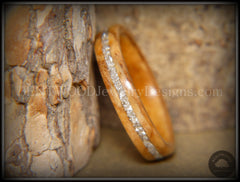 Bentwood Ring - Bethlehem Olive Wood Ring with Silver Glass Inlay handcrafted bentwood wooden rings wood wedding ring engagement