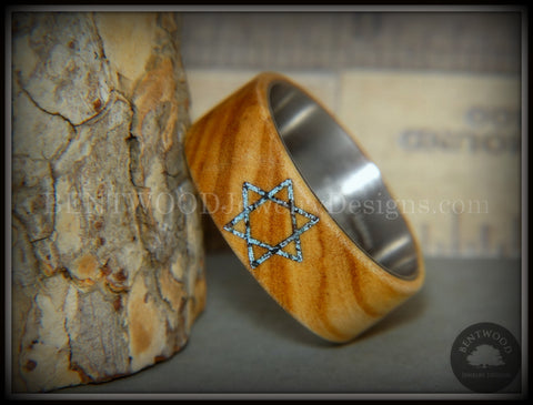 Bentwood Ring - "Star of David" Bethlehem Olivewood with Patina Copper Iron Sands