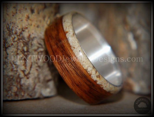 Bentwood Ring - Rosewood and Offset Beach Sand Inlay on Silver Core handcrafted bentwood wooden rings wood wedding ring engagement