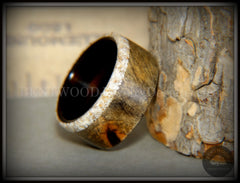 Bentwood Ring - Buckeye Burl on Ebony Beach Sand Inlay Wood Ring handcrafted bentwood wooden rings wood wedding ring engagement