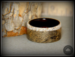 Bentwood Ring - Buckeye Burl on Ebony Beach Sand Inlay Wood Ring handcrafted bentwood wooden rings wood wedding ring engagement