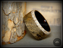 Bentwood Ring - Buckeye Burl on Ebony Beach Sand Inlay Wood Ring handcrafted bentwood wooden rings wood wedding ring engagement