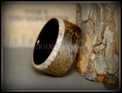 Bentwood Ring - Buckeye Burl on Ebony Beach Sand Inlay Wood Ring handcrafted bentwood wooden rings wood wedding ring engagement