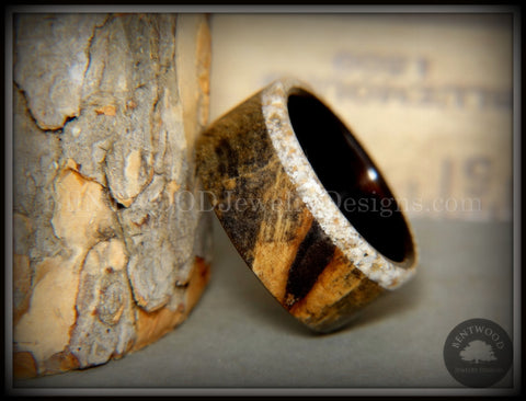 Bentwood Ring - Buckeye Burl on Ebony Beach Sand Inlay Wood Ring