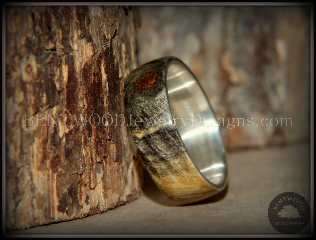 Bentwood Ring - Buckeye Burl "Midwest" Wood Ring Silver Core Ring handcrafted bentwood wooden rings wood wedding ring engagement
