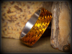 Bentwood Ring - "Golden Twill" Carbon Fiber on Titanium Comfort Fit Core handcrafted bentwood wooden rings wood wedding ring engagement