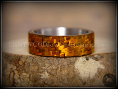 Bentwood Ring - "Golden Twill" Carbon Fiber on Titanium Comfort Fit Core handcrafted bentwood wooden rings wood wedding ring engagement