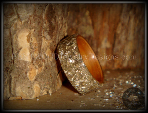 Bentwood Ring - Cherry Wood Ring with Full Silver Glass Inlay