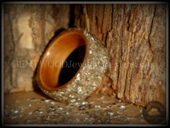 Bentwood Ring - Cherry Wood Ring with Full Silver Glass Inlay handcrafted bentwood wooden rings wood wedding ring engagement