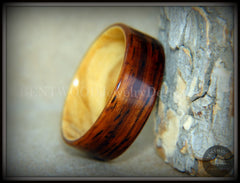 Bentwood Ring - "Exotic Union" Cocobolo on Olivewood Classic Wooden Ring handcrafted bentwood wooden rings wood wedding ring engagement