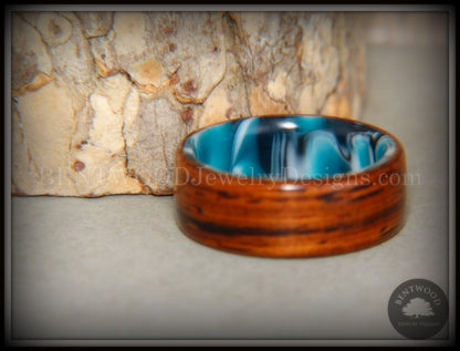 Bentwood Ring - "Surf's Up" Cocobolo on Acrylic Marbled Core handcrafted bentwood wooden rings wood wedding ring engagement