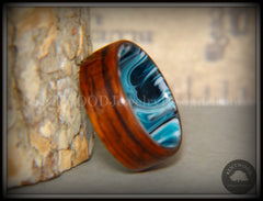 Bentwood Ring - "Surf's Up" Cocobolo on Acrylic Marbled Core handcrafted bentwood wooden rings wood wedding ring engagement