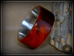 Bentwood Ring - "Crimson" Sandalwood Surgical Steel Core Comfort Fit handcrafted bentwood wooden rings wood wedding ring engagement