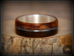 Bentwood Ring - Waterfall Bubinga and Ebony Wood Ring on Fine Silver Core with Silver Guitar String Inlay handcrafted bentwood wooden rings wood wedding ring engagement