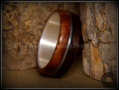 Bentwood Ring - Waterfall Bubinga and Ebony Wood Ring on Fine Silver Core with Silver Guitar String Inlay handcrafted bentwood wooden rings wood wedding ring engagement