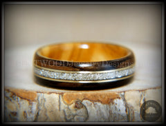 Bentwood Ring - "Tracks" Ebony Wood Ring Gold Wire and Glass Inlay handcrafted bentwood wooden rings wood wedding ring engagement
